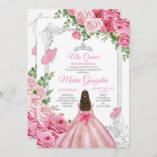 ピンクミクインズ15アノスバタフライシルバークラウン 招待状 (正面/裏面)