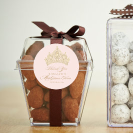 ピンクミクリンスアノス金ゴールドティアラエレガントステッカー ラウンドシール