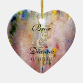 ピンクミストシャンパン結婚式の引き出物オーナメント セラミックオーナメント (正面)