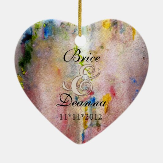 ピンクミストシャンパン結婚式の引き出物オーナメント セラミックオーナメント (裏面)