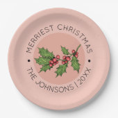ピンクミストレトークリスマスホリデーパーティー ペーパープレート (正面)