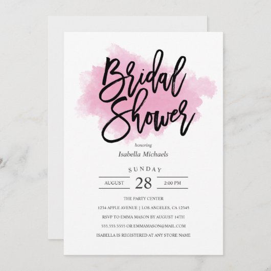 ピンクミスト |ブライダルシャワーの招待 招待状 (正面/裏面)