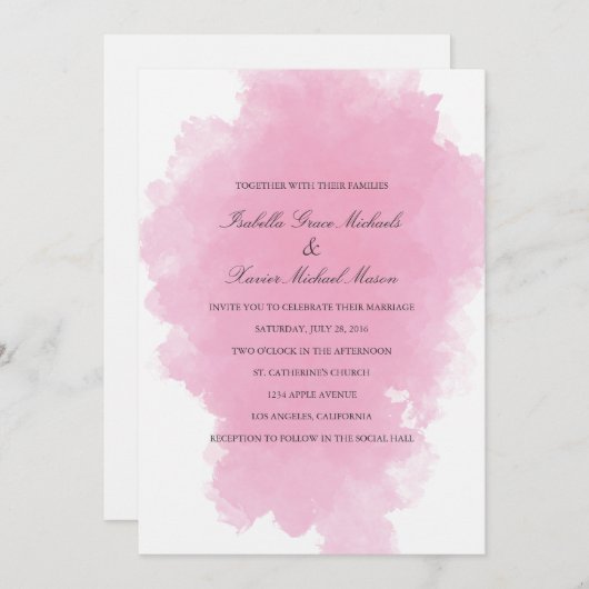 ピンクミスト |結婚式招待状 招待状 (正面/裏面)