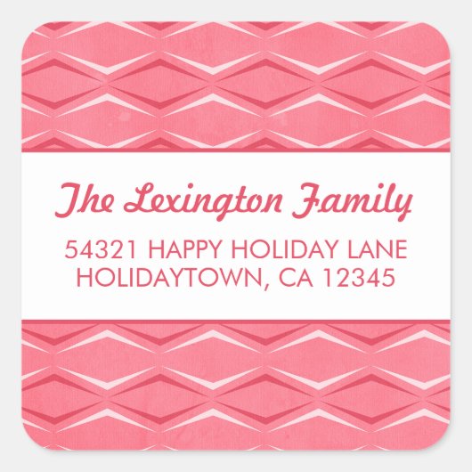 ピンクミッドセンチュリーモダンホリデーアドレス スクエアシール (正面)