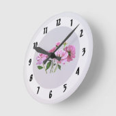 ピンクミニチュアバラ ラウンド壁時計 (傾斜)