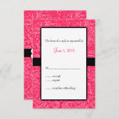 ピンクミニペイズリー結婚式招待状RSV 出欠カード (正面/裏面)