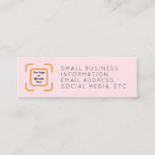 ピンクミニマリストありがとうスモールビジネスロゴQR スキニー名刺 (正面)