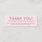 ピンクミニマリストありがとうスモールビジネスロゴQR スキニー名刺 (裏面)