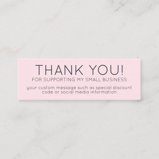 ピンクミニマリストありがとうスモールビジネスロゴQR スキニー名刺 (裏面)