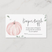 ピンクミニマリストカボチャ赤ちゃんシャワーおむつラッフル エンクロージャーカード (正面)