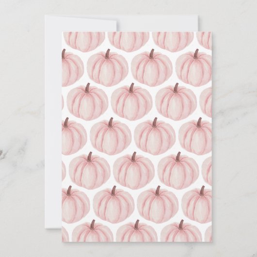 ピンクミニマリストカボチャ赤ちゃんシャワー 招待状 (裏面)