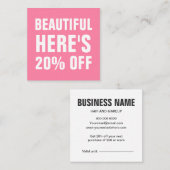 ピンクミニマリストトレンディーモダン 割引カード (正面/裏面)