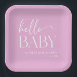 ピンクミニマリストハローベビーベビーシャワー ペーパープレート<br><div class="desc">ピンクミニマルミニマルリストハローベビーベビーシャワー紙プレート!</div>