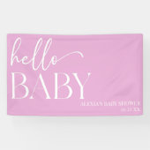 ピンクミニマリストハローベビーベビーシャワー 横断幕 (横)