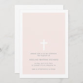 ピンクミニマリストバプテスマ招待状 招待状 (正面/裏面)