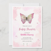 ピンクミニマリストベビーシャワー招待状 招待状 (正面)