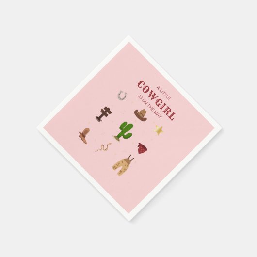 ピンクミニマリストロデオ女性のカーボーイベビーシャワー スタンダードカクテルナプキン (角)