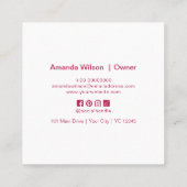 ピンクミニマリスト清掃サービスカスタム スクエア名刺 (裏面)