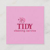 ピンクミニマリスト清掃サービスカスタム スクエア名刺 (正面)