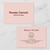 ピンクミニマリスト&エレガントベーカリー 名刺 (正面/裏面)