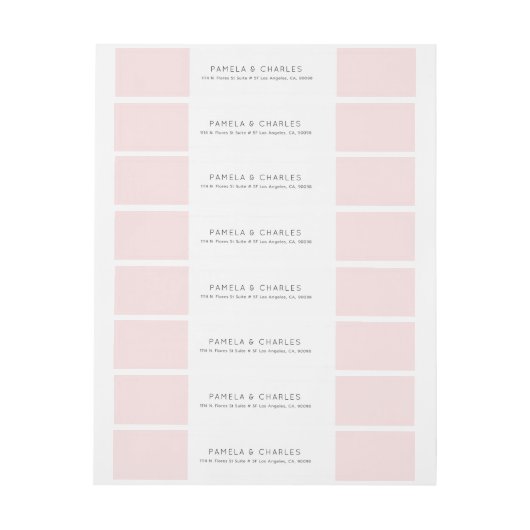 ピンクミニマルと白の幾何学的デザイン ラップアラウンドラベル (シート)