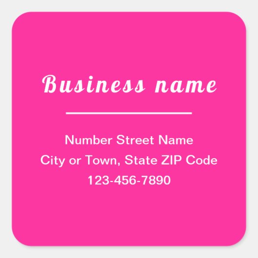 ピンクミニマルのプレーン文字ビジネスブランド スクエアシール (正面)