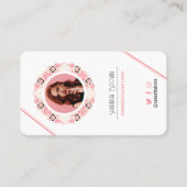 ピンクミニマルの写真QRコーパターン(の模様が)あるド 名刺 (正面)