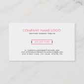 ピンクミニマルの幾何学的アクセントを持つ白 名刺 (裏面)