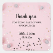 ピンクミニマルの書結婚道のカップルのあなた スクエアシール (正面)