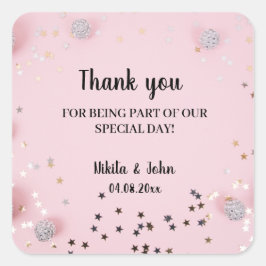 ピンクミニマルの書結婚道のカップルのあなた スクエアシール