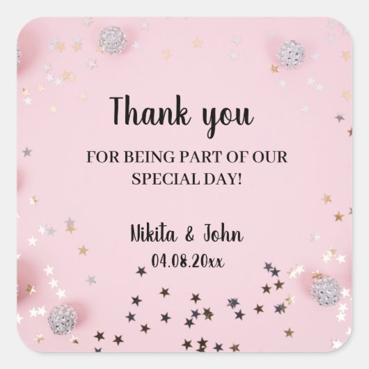 ピンクミニマルの書結婚道のカップルのあなた スクエアシール (正面)