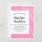 ピンクミニマルの書道芸術的抽象芸術結婚の 招待状 (正面)