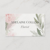 ピンクミニマルの牡丹の水彩花屋 名刺 (正面)