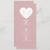 ピンクミニマルの白ハートのメ結婚ニュー シーズンカード (正面/裏面)