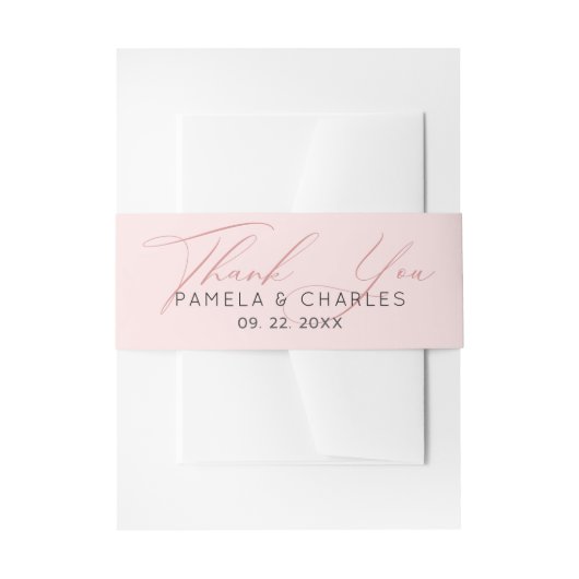 ピンクミニマルの背感謝してい景のタイポグラフィ 招待状ベリーバンド (正面例)