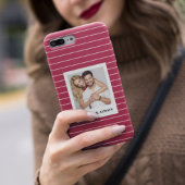 ピンクミニマルの背景あなたの写真と文字を追加 Case-Mate iPhoneケース