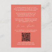 ピンクミニマルの詳細とRSVPオンラインQRコード エンクロージャーカード (裏面)