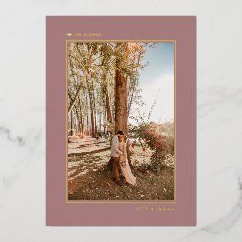 ピンクミニマルの金ゴールド結婚したの駆け落ち 箔招待状