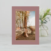 ピンクミニマルの金ゴールド結婚したの駆け落ち 箔招待状 (立ち正面)