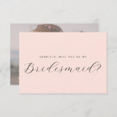 ピンクミニマルは私の花嫁介添人の提案だ 招待状 (正面/裏面)