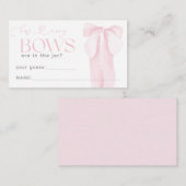 ピンクミニマルガール赤ちゃんシャワーGuess Bow エンクロージャーカード (正面/裏面)