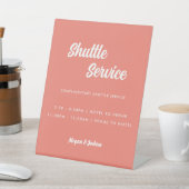 ピンクミニマルコーラル結婚シャトルサービス 台座サイン (インサイチュ)