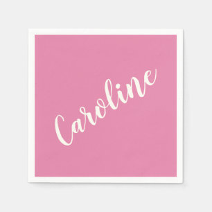 ピンクミニマルタイポグラフィパーソナライズされた名 スタンダードカクテルナプキン
