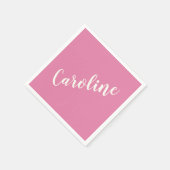 ピンクミニマルタイポグラフィパーソナライズされた名 スタンダードカクテルナプキン (角)