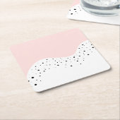 ピンクミニマルデザイン（ドット付） スクエアペーパーコースター (アングル)