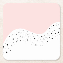 ピンクミニマルデザイン（ドット付） スクエアペーパーコースター