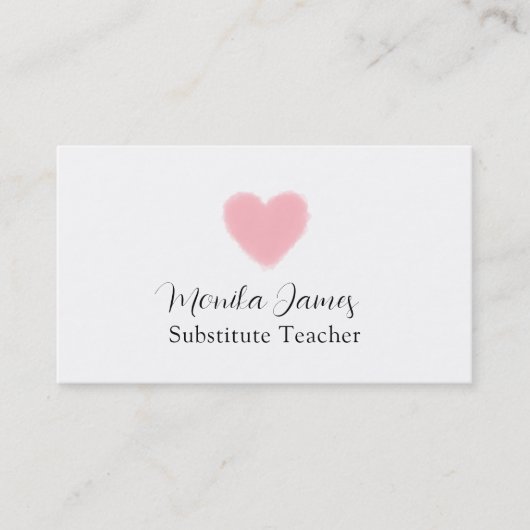 ピンクミニマルハート代替先生 名刺 (正面)