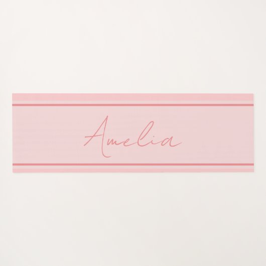 ピンクミニマルパーソナライズされた色 ヨガマット (裏面(横))