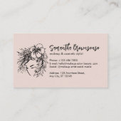 ピンクミニマルフローラヘアスタイルメイクアップ化粧料 名刺 (裏面)
