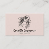 ピンクミニマルフローラヘアスタイルメイクアップ化粧料 名刺 (正面)